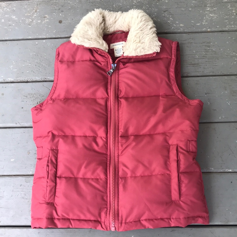 NWOT Maurices Pink/Coral Puffer Sleeveless Vest size medium-NEW!